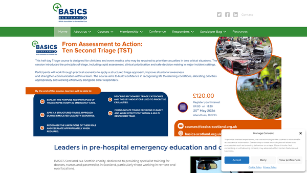 Screenshot of the Basics Scotland website