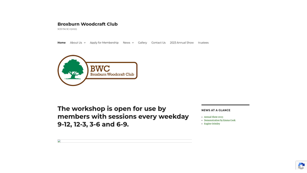 Screenshot of the Broxburn Woodcraft Club SCIO website