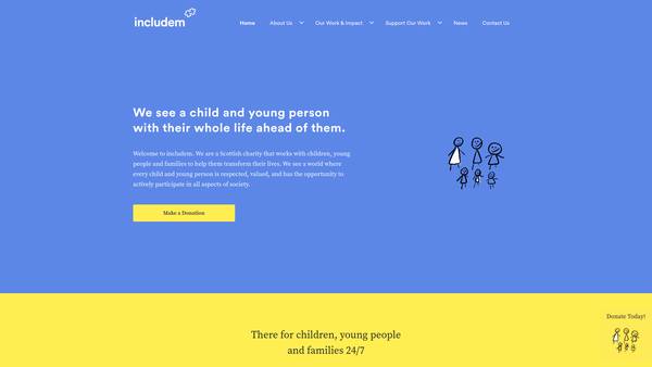 Screenshot of the Includem website