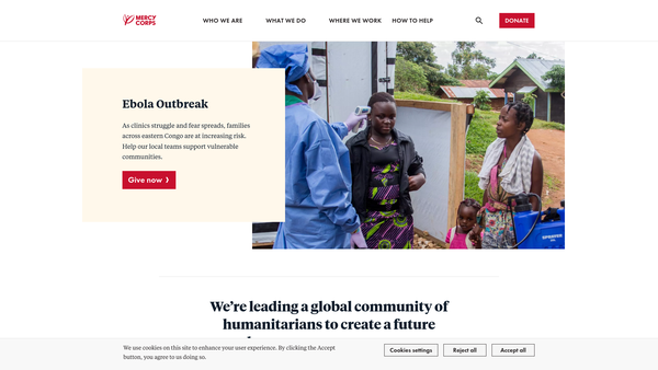 Screenshot of the Mercy Corps Europe website