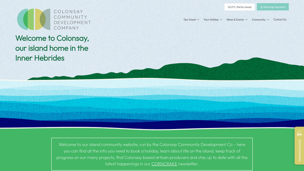 Screenshot of the Colonsay Community Development Company website