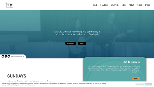 Screenshot of the New Life Christian Fellowship Broxburn website