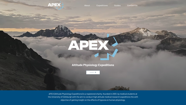 Screenshot of the Apex (Altitude Physiology Expeditions) website