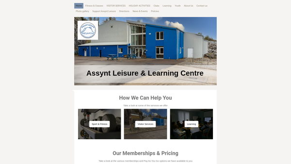 Screenshot of the Assynt Leisure website