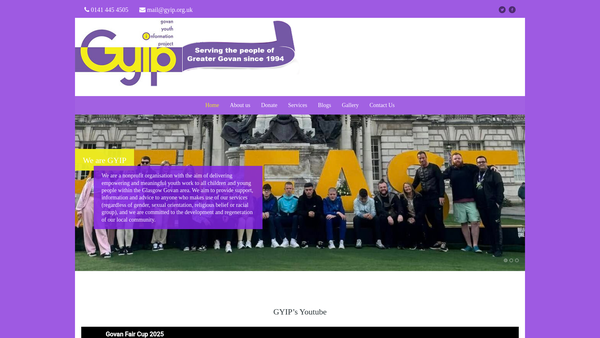 Screenshot of the Govan Youth Information Project website