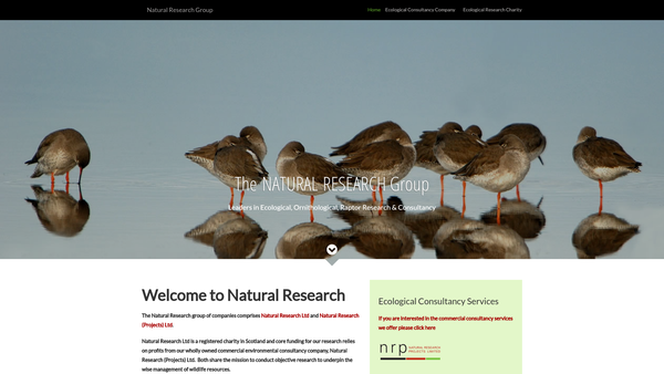 Screenshot of the Natural Research Limited website