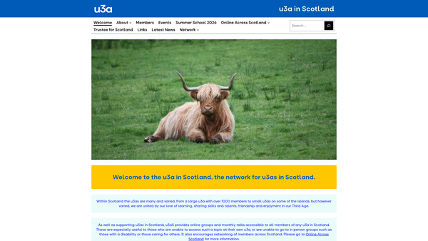 Screenshot of the University Of The Third Age in Scotland website