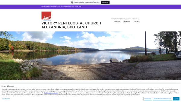 Screenshot of the Victory Pentecostal Church Alexandria - Assemblies Of God website