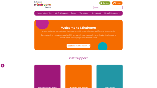 Screenshot of the The Salvesen Mindroom Centre website