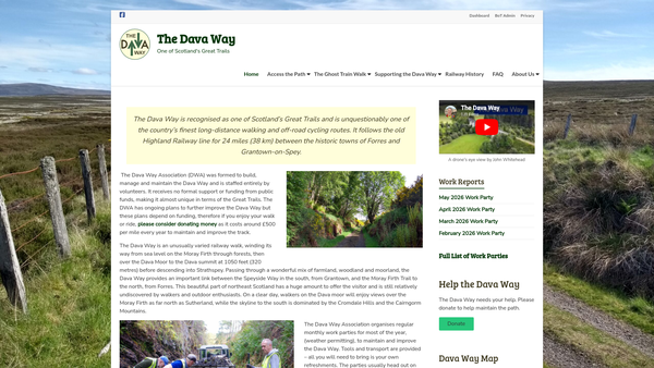 Screenshot of the Dava Way Association website