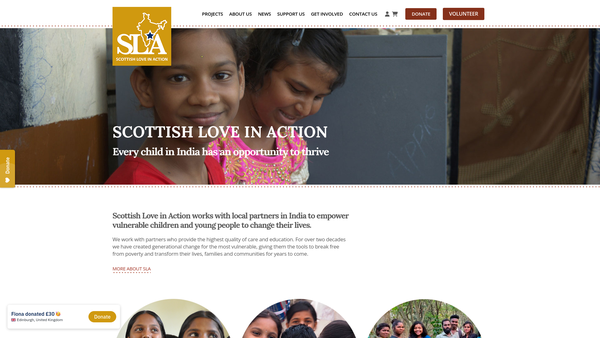 Screenshot of the Scottish Love In Action website