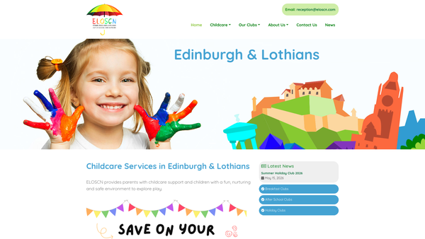 Screenshot of the Edinburgh & Lothians Out of School Care Network website
