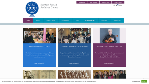 Screenshot of the Scottish Jewish Archives Centre website