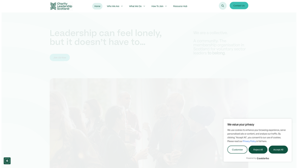 Screenshot of the Charity Leadership Scotland website