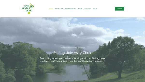 Screenshot of the University Of Stirling Choral Society website