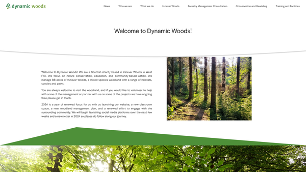 Screenshot of the Dynamic Woods website