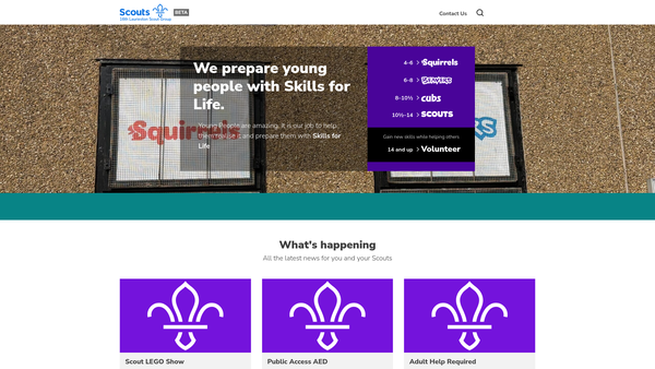 Screenshot of the 16th Forth Valley (Laurieston) Scout Group website