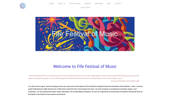 Screenshot of the Fife Festival Of Music website