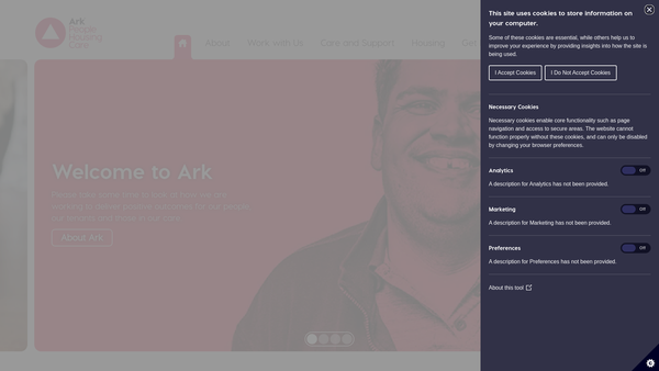 Screenshot of the Ark Services Limited website