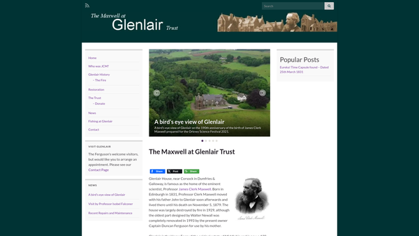 Screenshot of the Maxwell At Glenlair Trust website