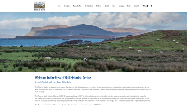 Screenshot of the Ross Of Mull Historical Centre (SCIO) website