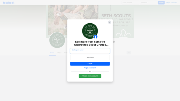 Screenshot of the 58th Fife Scout Group website
