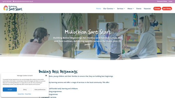 Screenshot of the Midlothian Sure Start website