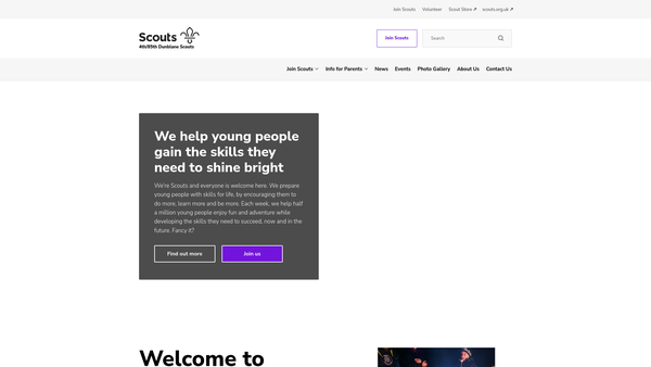 Screenshot of the 4th/85th Dunblane Scout Group website