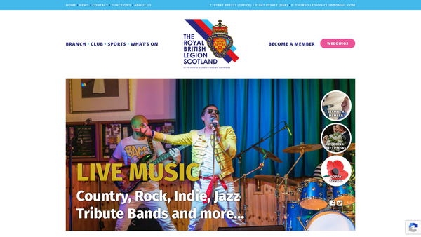Screenshot of the Royal British Legion Scotland Thurso Branch website