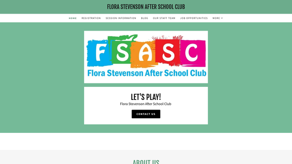 Screenshot of the Flora Stevenson After School Club website