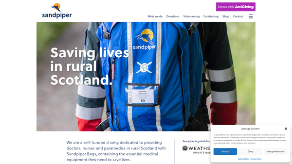 Screenshot of the Sandpiper Trust website