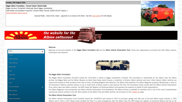 Screenshot of the Biggar Albion Foundation Limited website