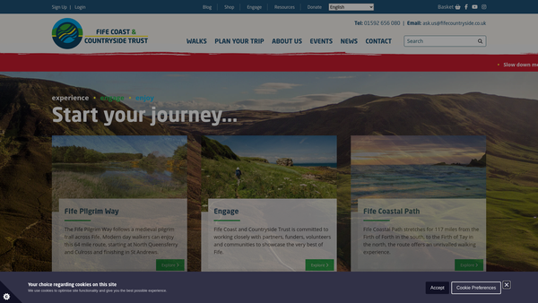 Screenshot of the Fife Coast And Countryside Trust website