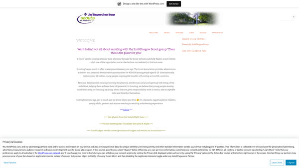 Screenshot of the 2nd Glasgow Scout Group website