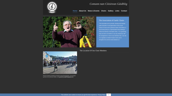 Screenshot of the Association Of Gaelic Choirs website