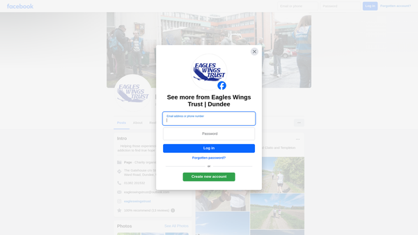 Screenshot of the Eagles Wings SCIO website