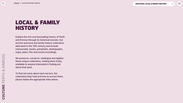 Screenshot of the Friends Of Perth & Kinross Archive website