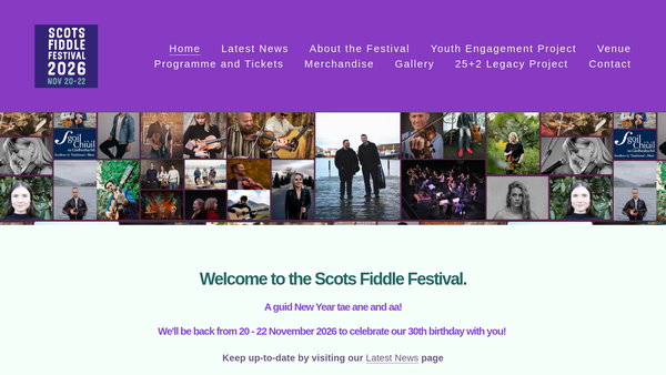 Screenshot of the The Scots Fiddle Festival website