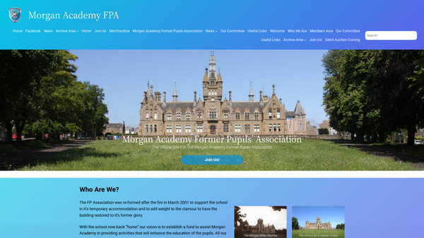 Screenshot of the Morgan Academy Former Pupils' Association website