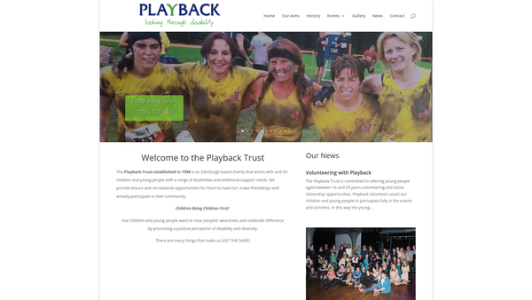 Screenshot of the Playback Trust website