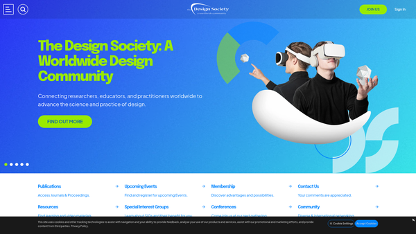 Screenshot of the The Design Society website