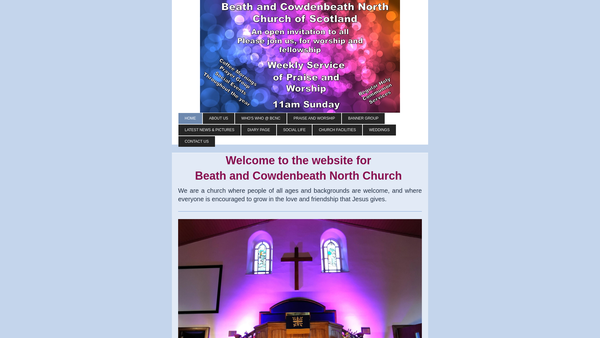 Screenshot of the Beath And Cowdenbeath North Church of Scotland website