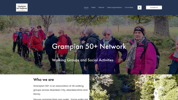 Screenshot of the Grampian 50+ Network website