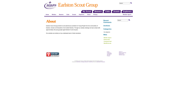 Screenshot of the Earlston Parish Scout Group website