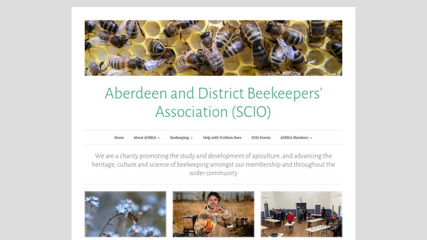 Screenshot of the Aberdeen And District Beekeepers' Association (SCIO) website