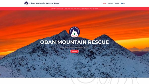 Screenshot of the Oban Mountain Rescue Team website