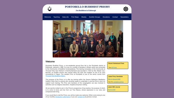 Screenshot of the Portobello Buddhist Priory website