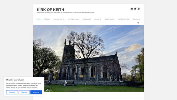 Screenshot of the Kirk of Keith: St Rufus, Botriphnie and Grange (Church of Scotland) website