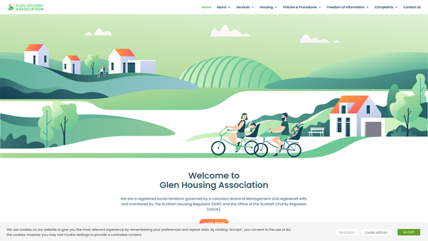 Screenshot of the Glen Housing Association website