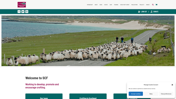 Screenshot of the Scottish Crofting Federation website